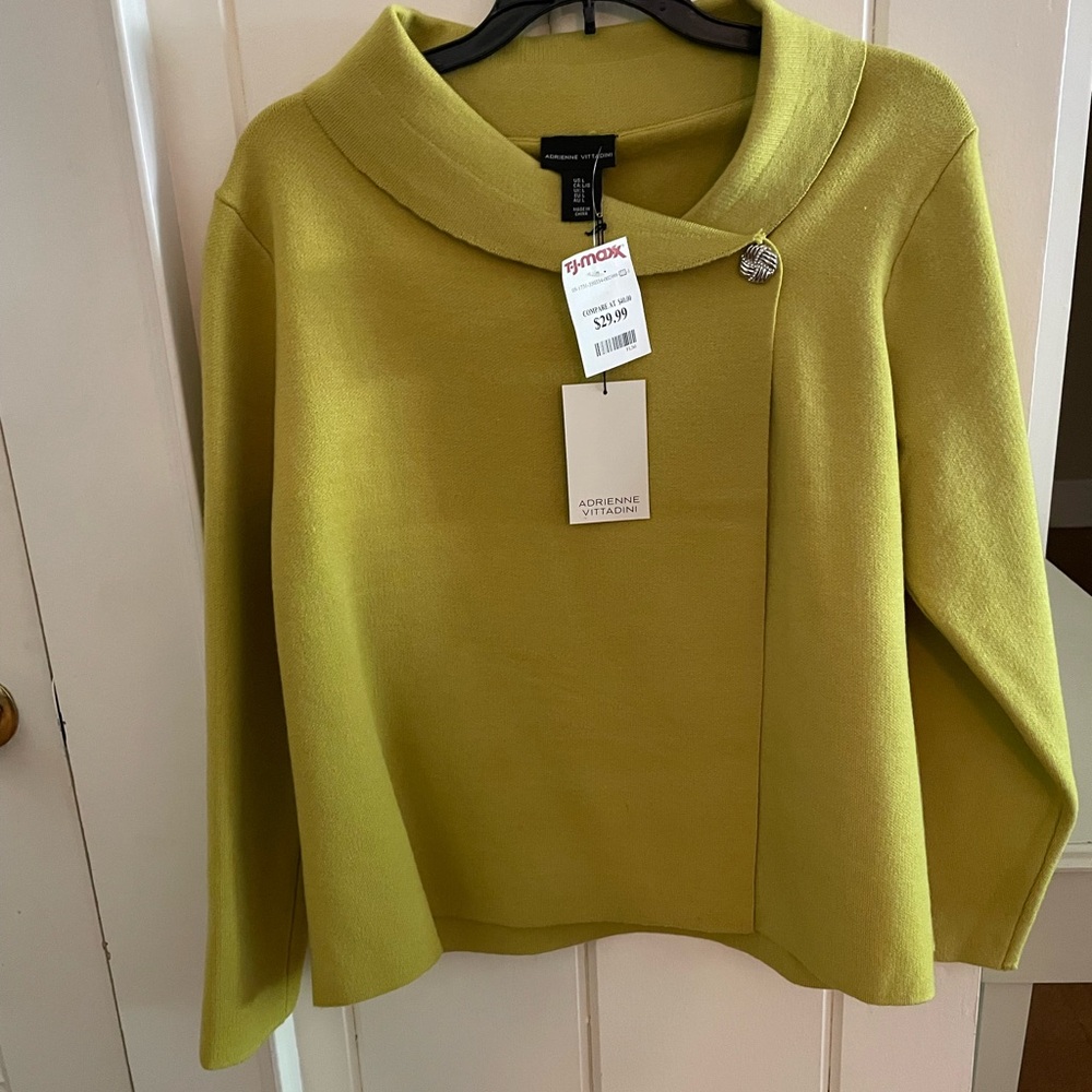 Adrienne Vittadini Women's Lime Green Cowl Neck Sweater